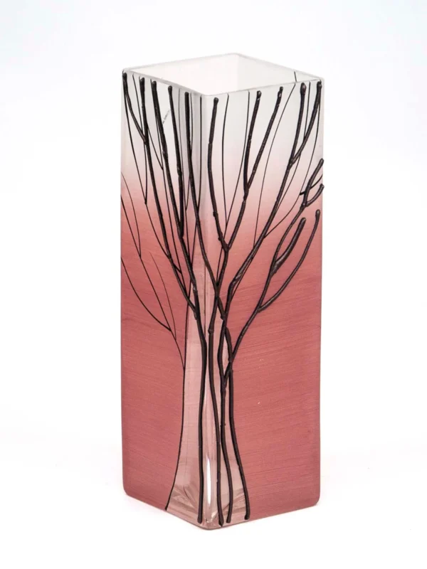 table pink art decorative glass vase 6360/300/sh267