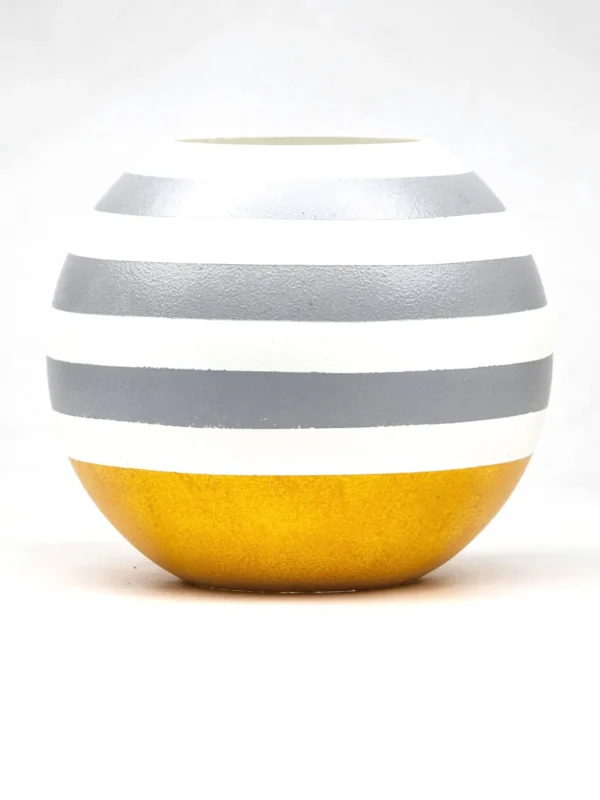 Handpainted Glass Vase for Flowers | Painted Art Glass Round Yellow Vase | Interior Design Home Room Decor | Table vase 6 inch | 5578/180/sh141.1 - Image 3