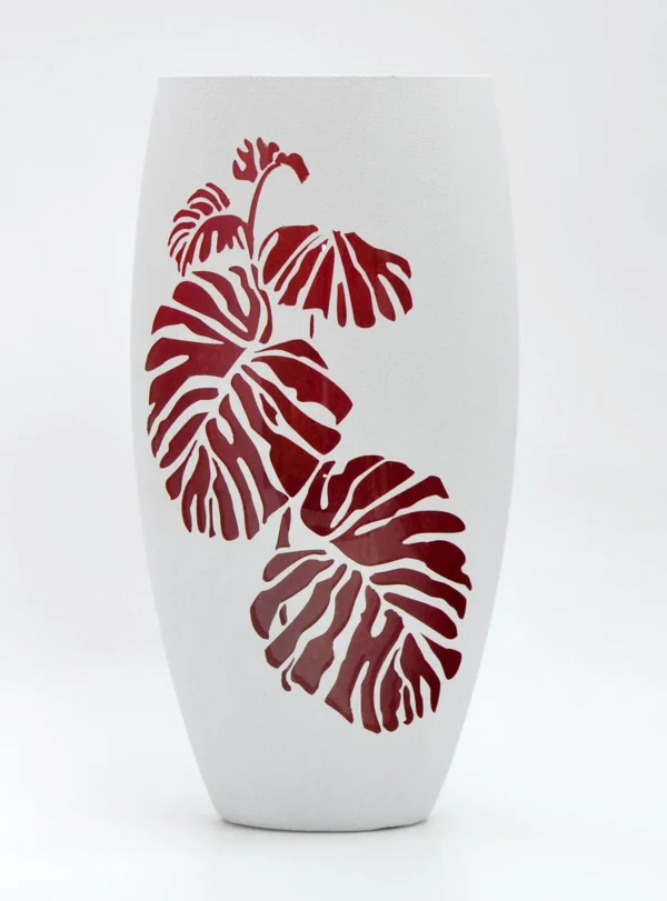 Burgundy Interior | Art decorated vase | Handmade Glass Oval Vase | Home Design | Room Decor | Table vase 12 inch | 7518/300/sh160.1 - Image 2