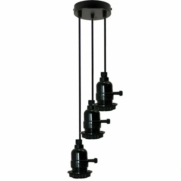 Multi Way Black Modern Ceiling Pendant Fitting LED Light Bulbs Lampshade UK~2257 - Image 6