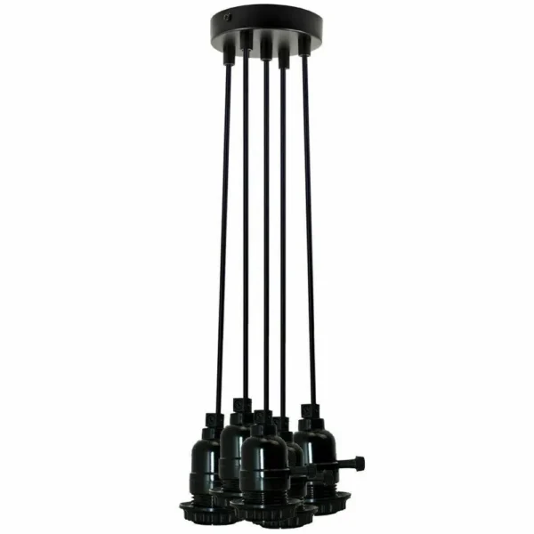 Multi Way Black Modern Ceiling Pendant Fitting LED Light Bulbs Lampshade UK~2257 - Image 9