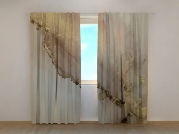 Photo Beige Marble Curtains with Gold