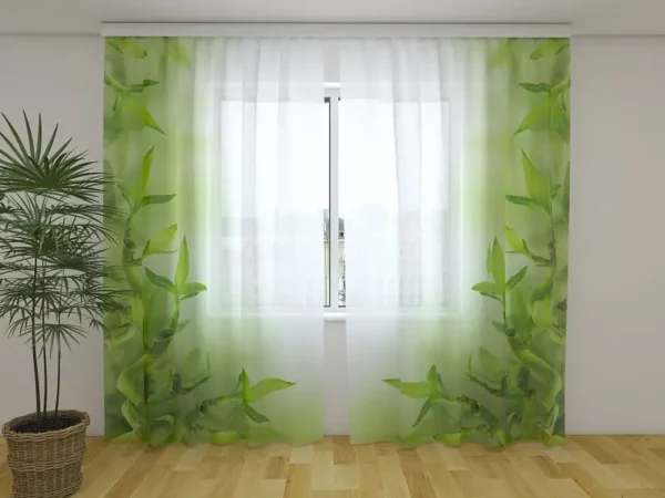 Photo Curtains Green Bamboo Leaves - Image 2