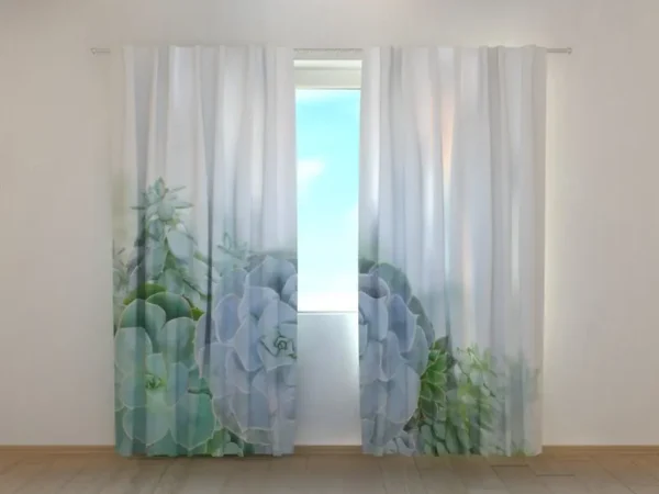 Photo Curtains Green Succulent Plants