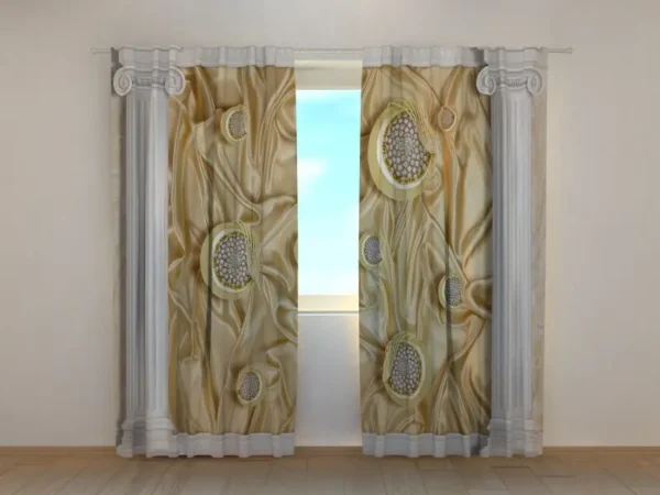 Photo Curtains Greek Columns and Silk Background