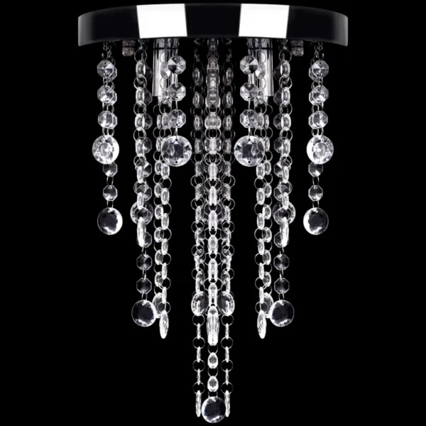 White Metal Ceiling Lamp with Crystal Beads - Image 4