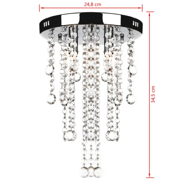 White Metal Ceiling Lamp with Crystal Beads - Image 5