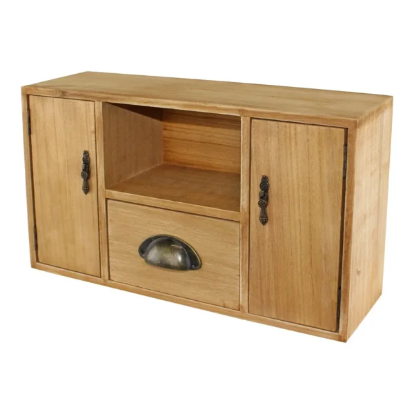 Small Wooden Cabinet with Cupboards, Drawer and Shelf - Image 4