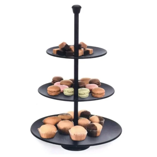 Excellent Houseware 3-tier Serving Stand 36.5 cm Matte Black - Image 4