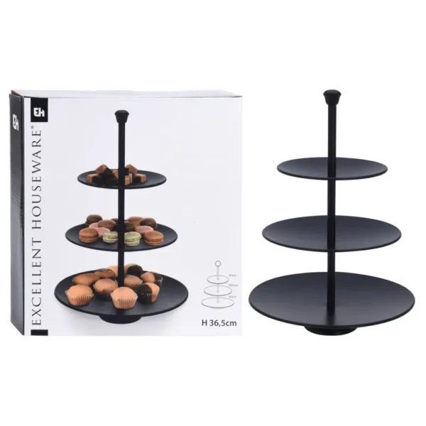 Excellent Houseware 3-tier Serving Stand 36.5 cm Matte Black - Image 6