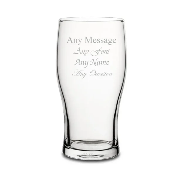 Personalised Engraved 20oz Classic Curved Tulip Pint Glass with Any Message