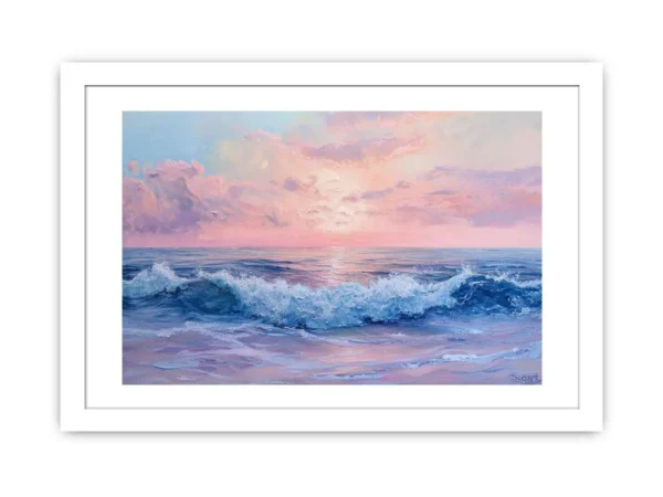 Pink Sunrise Sea Framed Print - Image 2