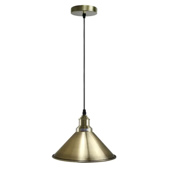 Industrial Vintage single ceiling Pendant Lighting Metal cone Green Brass Lampshade E27 UK Holder~3813 - Image 7