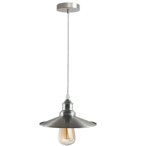 Industrial Pendant Light, Metal Hanging Ceiling Lights Fixture with Metal Flat Shade~1275 - Image 2