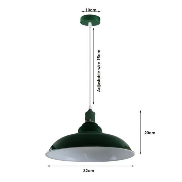 Green colour Modern Vintage Industrial Retro Loft Metal Ceiling Lamp Shade Pendant Light~1646 - Image 3