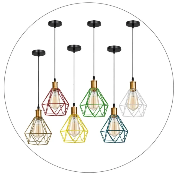 Modern Diamond Cage Pendant Light Fitting Geometric Wire Cage ~1266 - Image 4