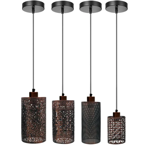 Modern Vintage Pendant lampshade ceiling light industrial style bulb guard cage~1977 - Image 2