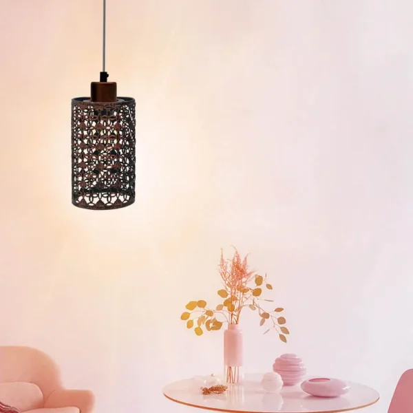 Modern Vintage Pendant lampshade ceiling light industrial style bulb guard cage~1977 - Image 4