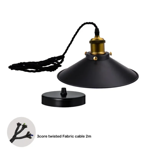 Pendant Light Vintage Flat Black Lamp Shades~3203 - Image 5