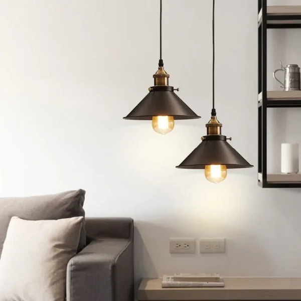 Pendant Light Vintage Flat Black Lamp Shades~3203 - Image 4