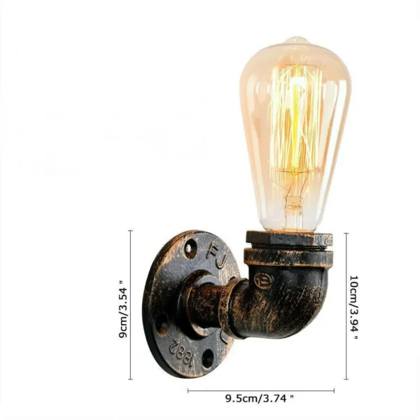 Vintage Industrial Water Pipe Lamp Retro Light Steampunk Wall Sconce + Free Bulb~2136 - Image 4