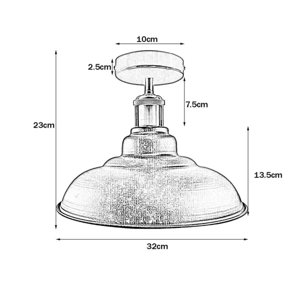 Industrial Vintage Retro Flush Mount Glossy Shade Blue colour Ceiling Light E27UK~3762 - Image 4