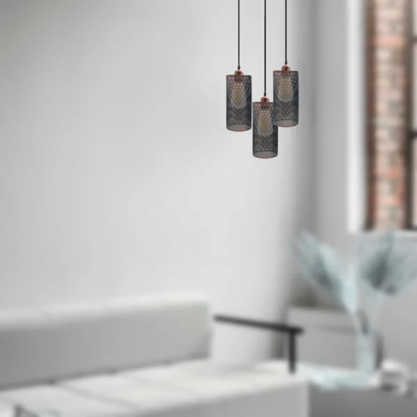 Industrial vintage Retro3 way Round ceiling Various colours cage pendant light E27 Uk Holder~3968 - Image 73