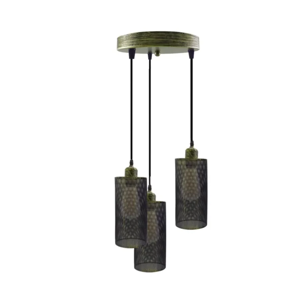 Industrial vintage Retro3 way Round ceiling Various colours cage pendant light E27 Uk Holder~3968 - Image 23