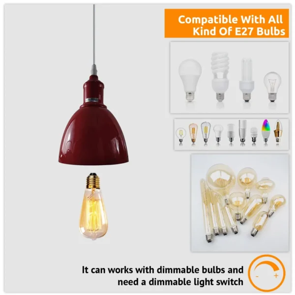 Industrial Vintage Retro adjustable Ceiling various colours Pendant Light with E27 Uk Holder~4033 - Image 71