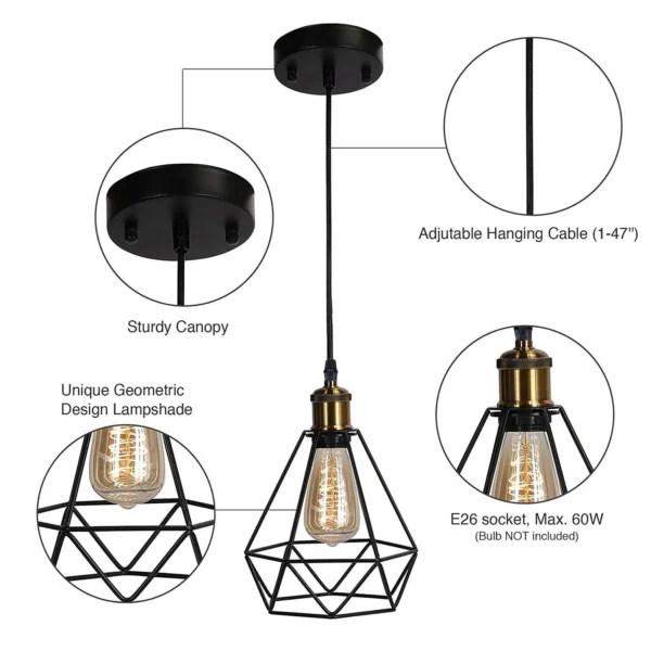 Diamond Cage Pendant Light Ceiling Hanging Light Fixture ~4152 - Image 5