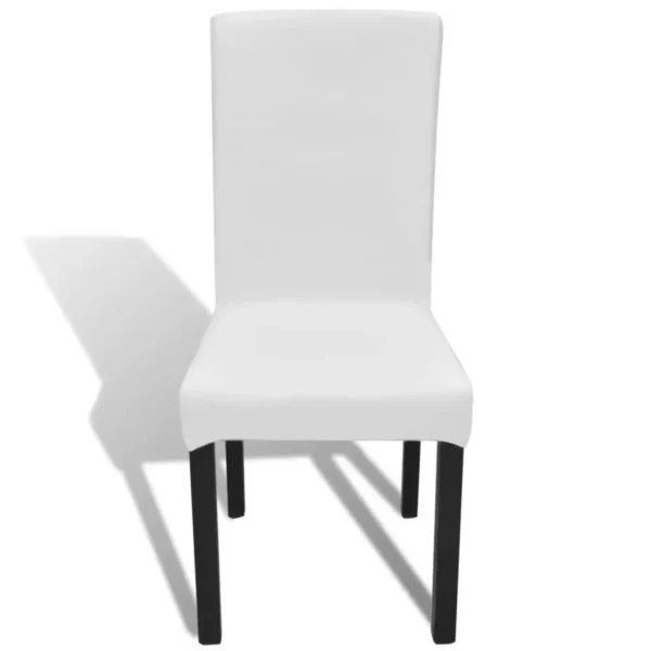 6 pcs White Straight Stretchable Chair Cover - Image 3