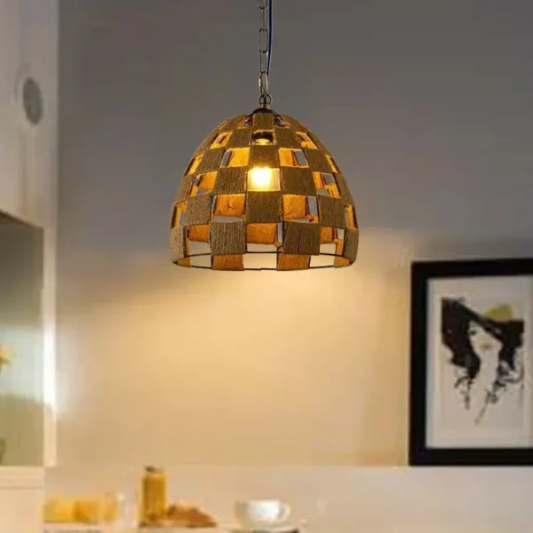 Dome Shape Ceiling Pendant Light Hemp Rope Hanging Light E27 Lamp Shade~1535 - Image 7