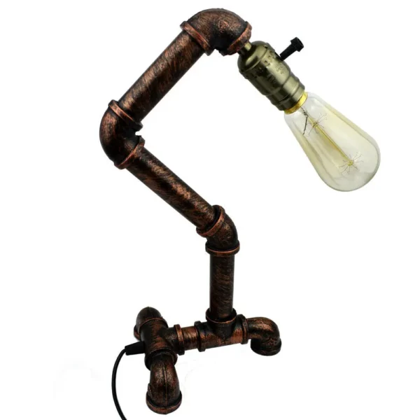 Retro Rustic Red Waterpipe Table Lamp E27 Loft Desk Light ~3378 - Image 11