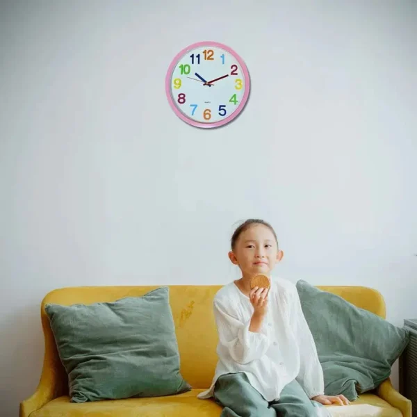 Kids Room Colorful Round Ticking Number Quartz Childrens Clock ~ 5172 - Image 18