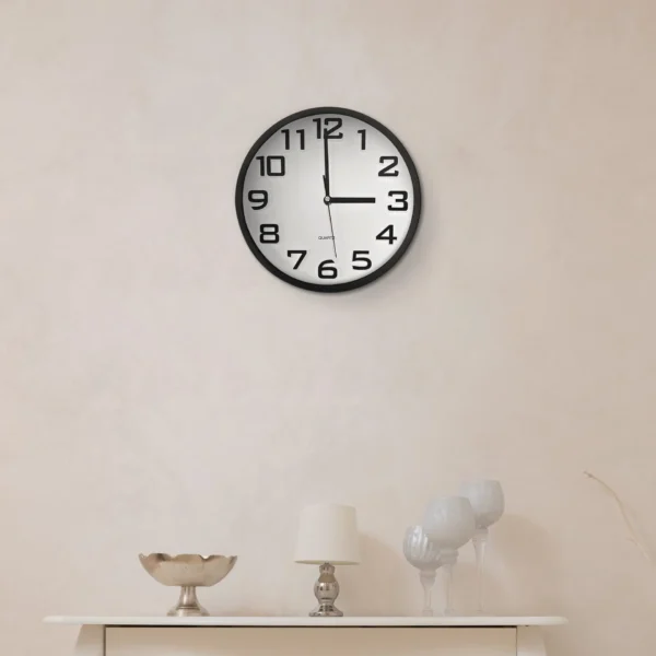 Trendy Without Ticking Noises Black Minimalist Round Wall clock~5174 - Image 3