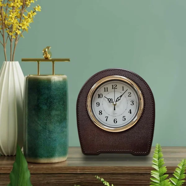 Indoor Mantel Leather Living Room Desktop Table Clock~5401 - Image 2