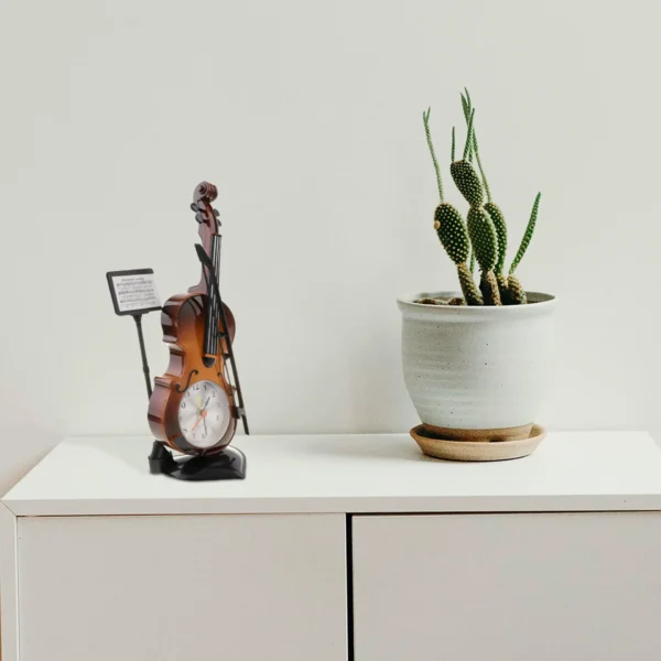 Violin Design Alarm Clock-Creative Bedside Clock for Music Lovers~5224