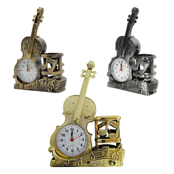 Violin Shape Mini Alarm Clock & Pen Holder for Home Decorations ~5225 - Image 7