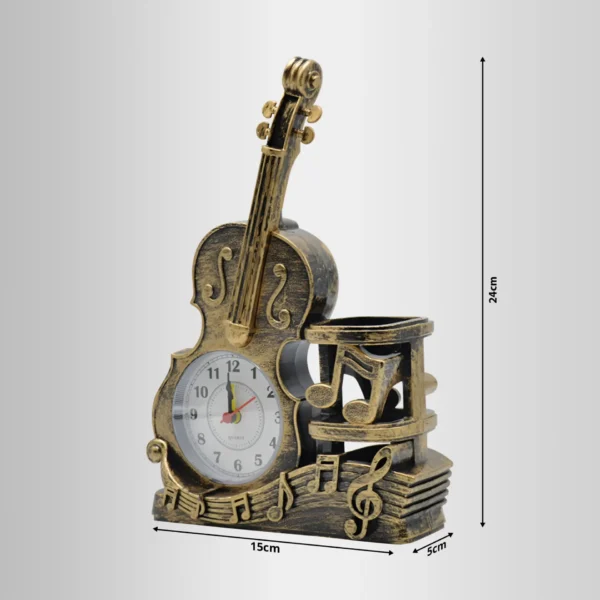 Violin Shape Mini Alarm Clock & Pen Holder for Home Decorations ~5225 - Image 6