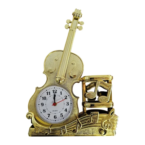 Violin Shape Mini Alarm Clock & Pen Holder for Home Decorations ~5225 - Image 3