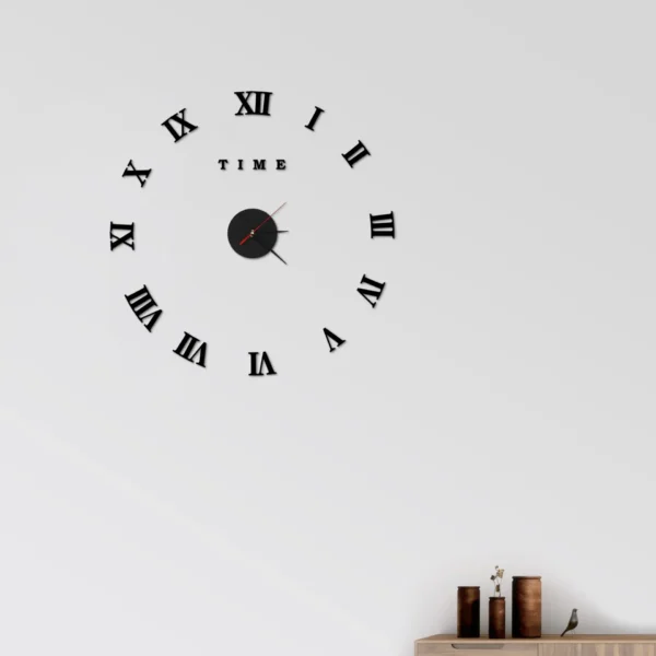 Modern Large 3D Roman numerals Frameless Sticker clock ~5408