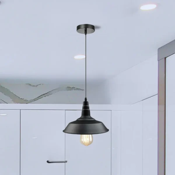 Industrial Vintage Retro Barn slotted shape Black Metal Ceiling Pendant Lights E27~3993