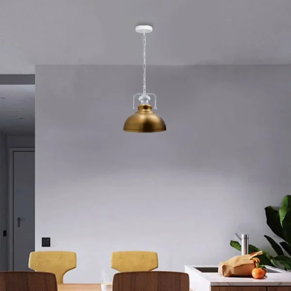 Industrial vintage Retro Indoor Hanging Ceiling Metal Yellow Brass Pendant Light E27 UK Holder~3834 - Image 4