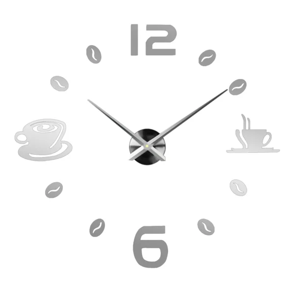 Modern Frameless Coffee Time 3D Sticker Number Wall Clock ~5403 - Image 3