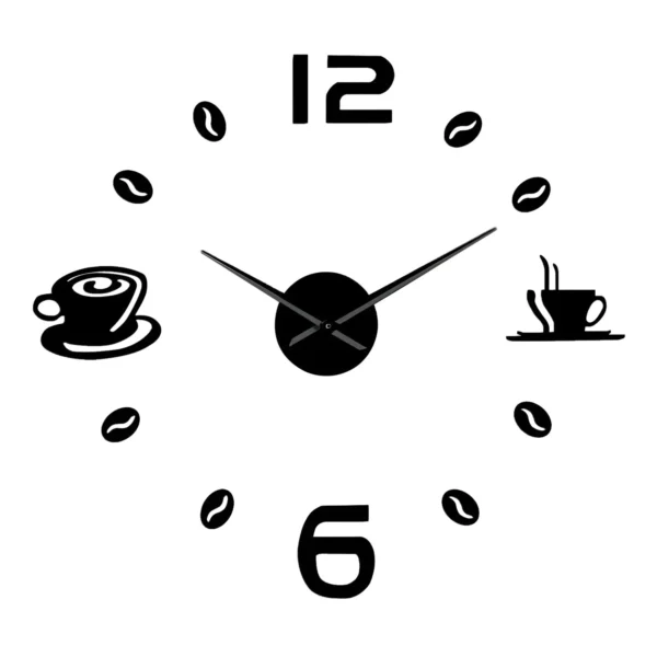 Modern Frameless Coffee Time 3D Sticker Number Wall Clock ~5403 - Image 5