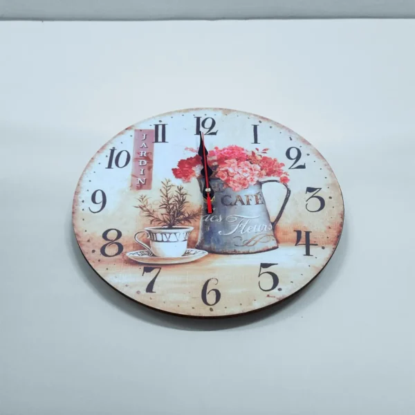 Round Cafe Cup and Flowers Ticking Shabby Chic Wall Clock ~5485 - Image 4