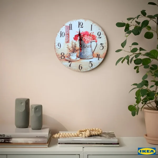 Round Cafe Cup and Flowers Ticking Shabby Chic Wall Clock ~5485 - Image 5