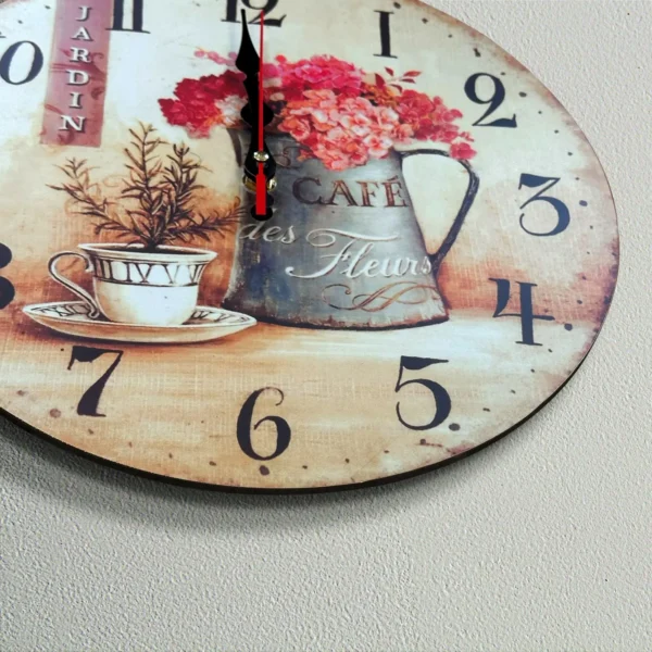 Round Cafe Cup and Flowers Ticking Shabby Chic Wall Clock ~5485 - Image 8