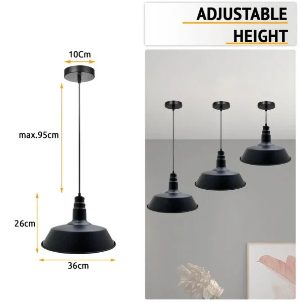 Industrial Vintage Retro Barn slotted shape Black Metal Ceiling Pendant Lights E27~3993 - Image 13