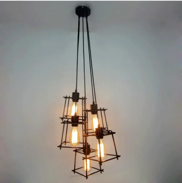 Vintage Industrial Retro Ceiling Light Cage Loft Chandelier Pendant Light Lamp~2143